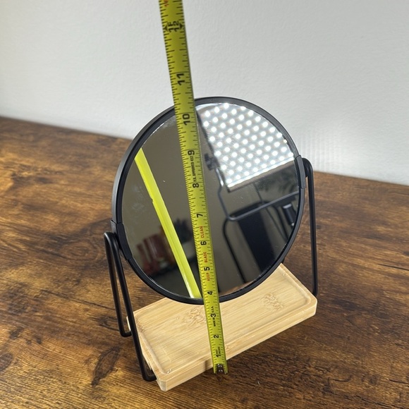 Black and Natural Wood Tabletop Magnafier Mirror - Picture 2 of 4